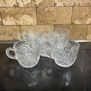 L.E. Smith Vintage 'Pinwheel and Stars' Glass Punch Cup Set Of 6